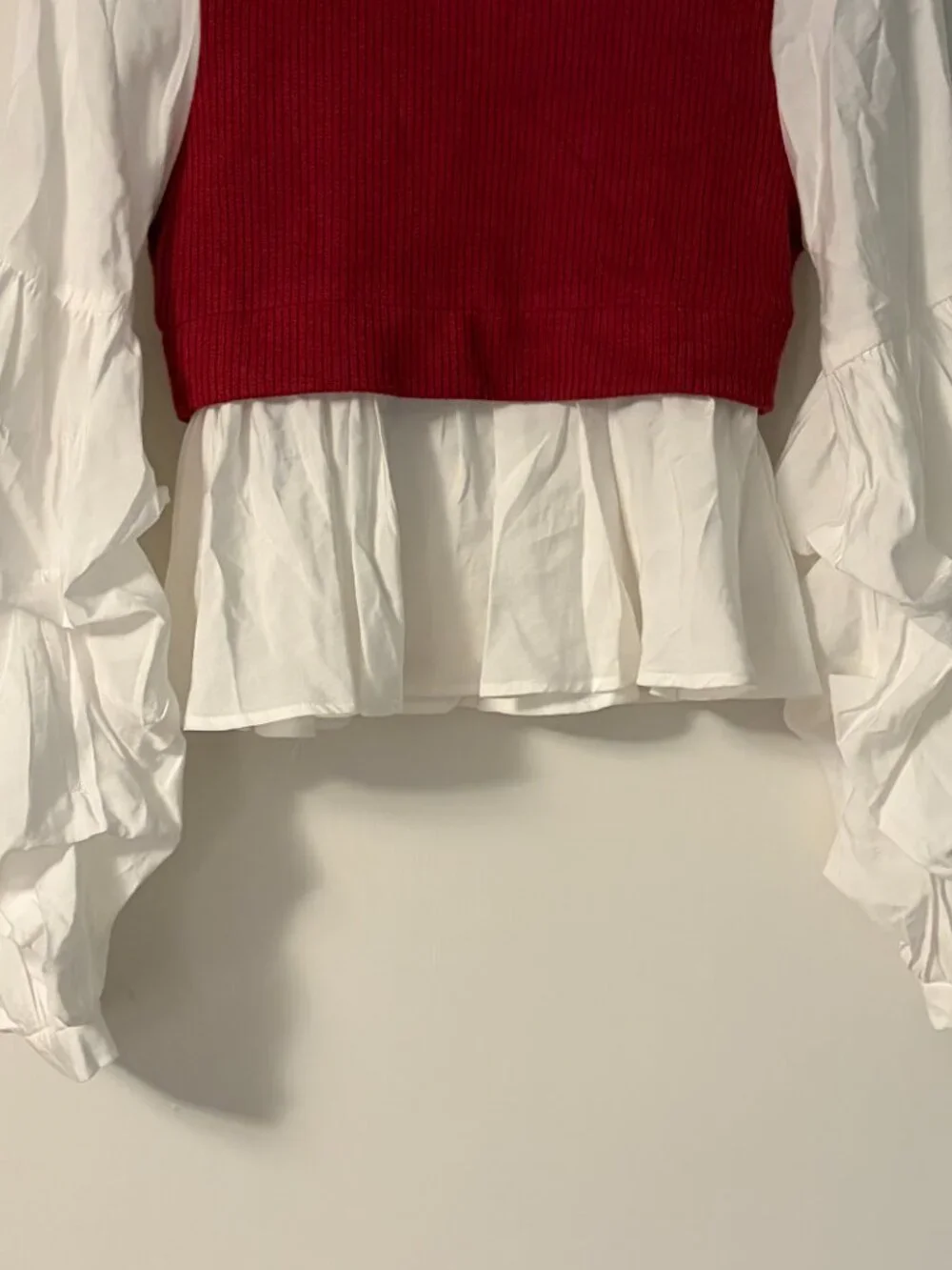 Anthropologie layered sweater vest puff sleeves size XS academia preppy classic